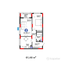 ЖК Aisar — 2-ком 61,5 м² (от 25 452 720 тг)