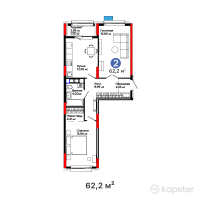 ЖК Aisar — 2-ком 62,2 м² (от 25 750 800 тг)
