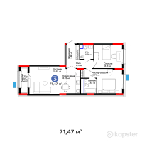 ЖК Aisar — 3-ком 71,5 м² (от 29 588 580 тг)