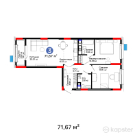 ЖК Aisar — 3-ком 71,7 м² (от 29 671 380 тг)
