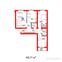 ЖК Aisar — 3-ком 98,7 м² (от 40 865 940 тг)