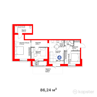 ЖК Aisar — 4-ком 86,2 м² (от 35 703 360 тг)