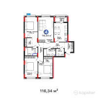 ЖК Aisar — 4-ком 116 м² (от 48 024 000 тг)