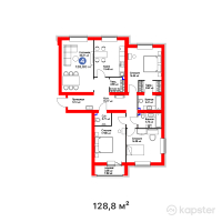 ЖК Aisar — 4-ком 128,8 м² (от 53 323 200 тг)