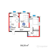 Бигвилль Атамұра — 2-ком 59,3 м² (от 25 299 750 тг)