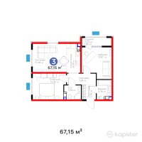 Бигвилль Атамұра — 3-ком 67,2 м² (от 28 673 050 тг)