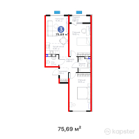 Бигвилль Атамұра — 3-ком 75,7 м² (от 32 319 630 тг)