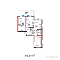 Бигвилль Атамұра — 3-ком 86,3 м² (от 36 867 180 тг)
