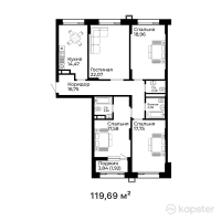 ЖК Qasiet — 4-ком 119,7 м² (от 73 609 350 тг)