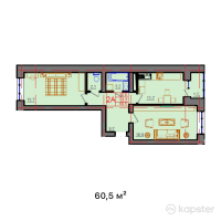 ЖК Qurmangazy — 2-ком 60,5 м² (от 16 940 000 тг)