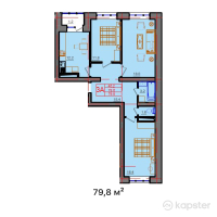 ЖК Qurmangazy — 3-ком 79,8 м² (от 22 344 000 тг)