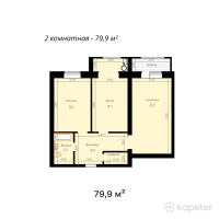 ЖК Novo Park — 2-ком 79,9 м² (от 22 372 000 тг)