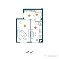 ЖК Tandau — 1-ком 46,1 м² (от 15 674 000 тг)
