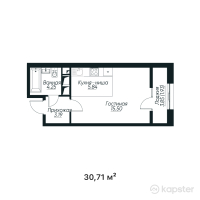 ЖК TANDAU — 1-ком 30,7 м² (от 15 907 780 тг)
