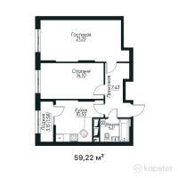 ЖК TANDAU — 2-ком 59,2 м² (от 30 675 960 тг)