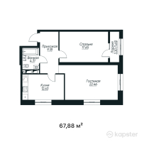 ЖК TANDAU — 2-ком 67,9 м² (от 35 161 840 тг)