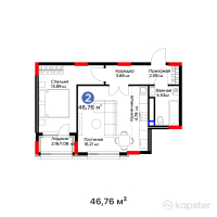 ЖК Jetisu.Kerbez — 2-ком 46,8 м² (от 22 164 240 тг)