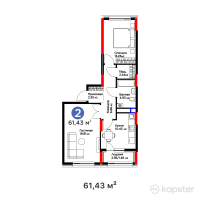 ЖК Jetisu.Kerbez — 2-ком 61,4 м² (от 29 117 820 тг)