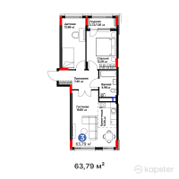 ЖК Jetisu.Kerbez — 3-ком 63,8 м² (от 30 236 460 тг)
