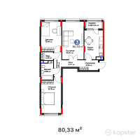 ЖК Jetisu.Kerbez — 3-ком 80,3 м² (от 38 076 420 тг)