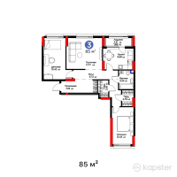 ЖК Jetisu.Kerbez — 3-ком 85 м² (от 40 290 000 тг)