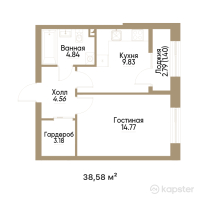 ЖК ASYL TAS — 1-ком 38,6 м² (от 24 305 400 тг)