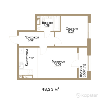 ЖК ASYL TAS — 2-ком 48,2 м² (от 30 384 900 тг)