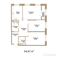 ЖК ASYL TAS — 3-ком 95 м² (от 59 831 100 тг)