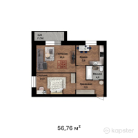 ЖК Кымбат — 2-ком 56,8 м² (от 18 163 200 тг)