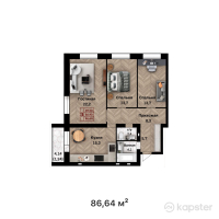 ЖК Кымбат — 3-ком 86,6 м² (от 27 724 800 тг)