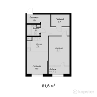 ЖК MEREI — 2-ком 61,6 м² (null)