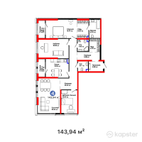 ЖК Verdi — 4-ком 143,9 м² (от 119 470 200 тг)