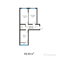 ЖК Ырысты — 2-ком 58,5 м² (от 35 094 000 тг)