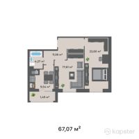 ЖК Compass North — 2-ком 67,1 м² (от 27 498 700 тг)
