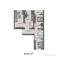 ЖК Compass North — 3-ком 87,6 м² (от 35 920 100 тг)