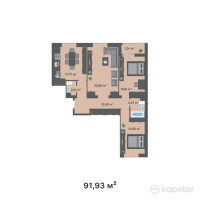 ЖК Compass North — 3-ком 91,9 м² (от 37 691 300 тг)