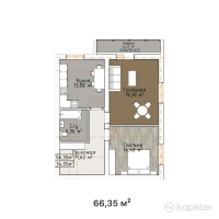 ЖК Turan Apartments — 2-ком 66,4 м² (от 33 042 300 тг)