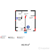 ЖК Дом на Букетова — 1-ком 40,2 м² (от 17 723 790 тг)