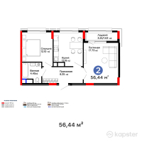 ЖК Дом на Букетова — 2-ком 56,4 м² (от 23 422 600 тг)