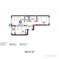 ЖК Дом на Букетова — 2-ком 58,2 м² (от 24 622 830 тг)