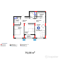 ЖК Дом на Букетова — 3-ком 75,1 м² (от 31 683 760 тг)