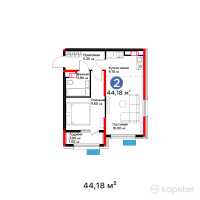 ЖК Flora Garden — 2-ком 44,2 м² (от 19 306 660 тг)
