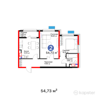ЖК Flora Garden — 2-ком 54,7 м² (от 25 824 930 тг)