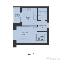ЖК ЕЛИМ АЙ — 1-ком 36 м² (от 9 360 000 тг)