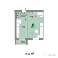 ЖК Symbat — 1-ком 41,6 м² (от 16 412 250 тг)