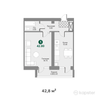 ЖК Symbat — 1-ком 42,8 м² (от 16 906 000 тг)