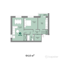 ЖК Symbat — 2-ком 64,6 м² (от 25 517 000 тг)
