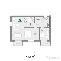ЖК Symbat — 2-ком 66,8 м² (от 26 386 000 тг)