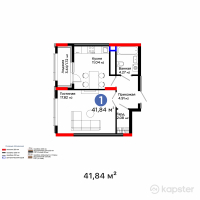 ЖК Qasteev — 1-ком 41,8 м² (от 27 154 160 тг)