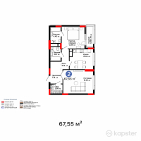 ЖК Qasteev — 2-ком 67,6 м² (от 43 839 950 тг)